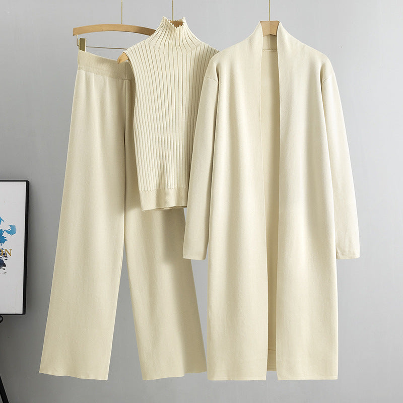 3-Piece Women's Knit Lounge Set: Sleeveless Vest, Cardigan & Pants
