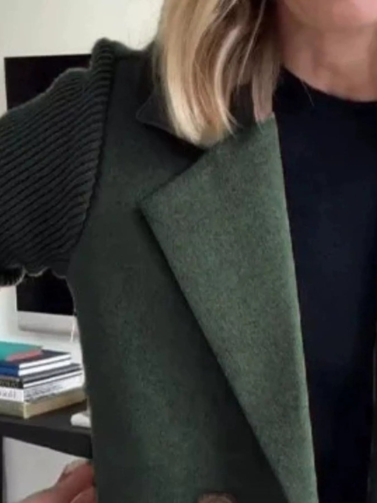 Full Size Knit Sleeve Double-Breasted Outerwear Plus Size
