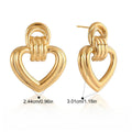 18K Gold Heart-Shaped Stud Earrings - Minimalist Titanium Steel