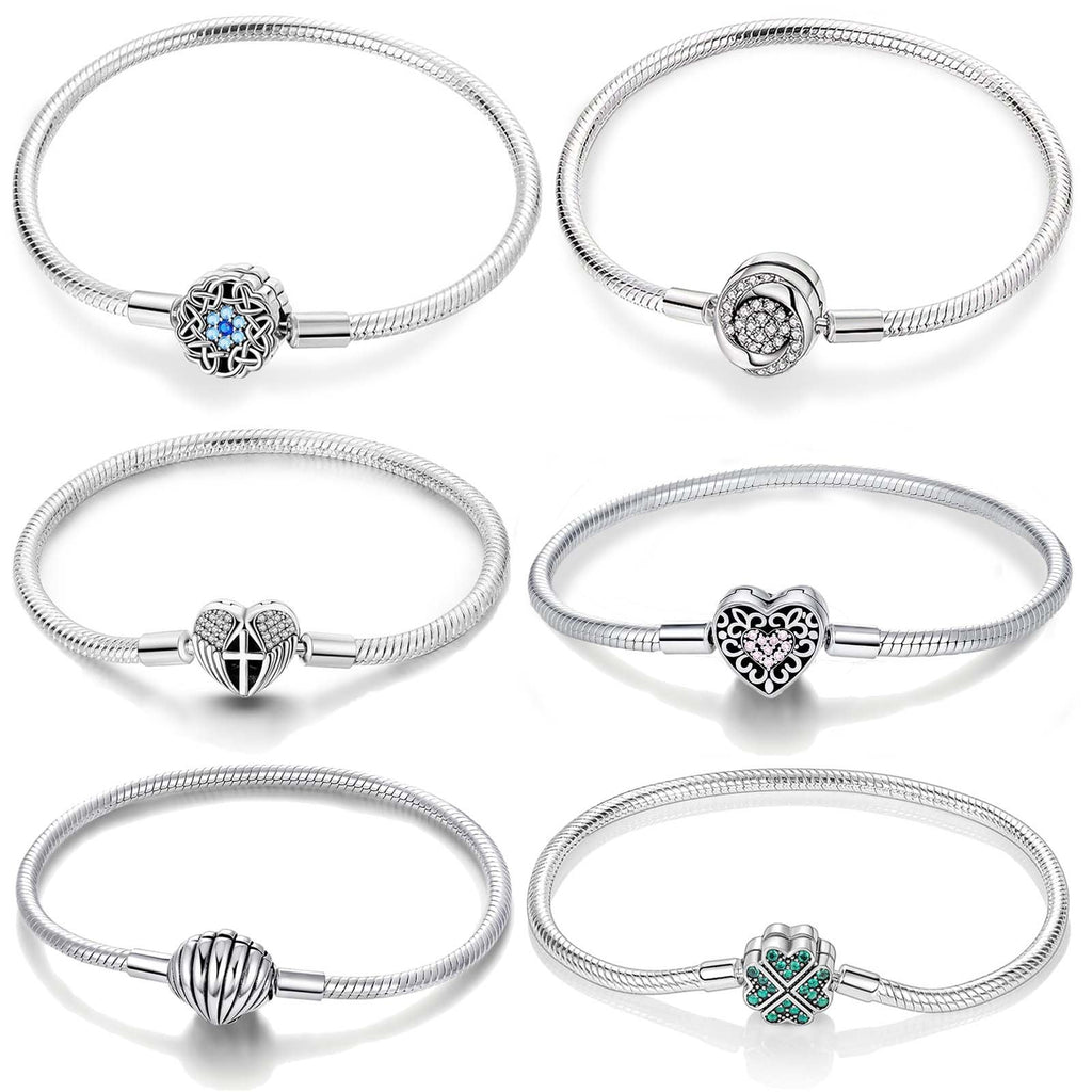 Woven Heart Bracelet with Clover Zircon, Silver-Plated Minimalist