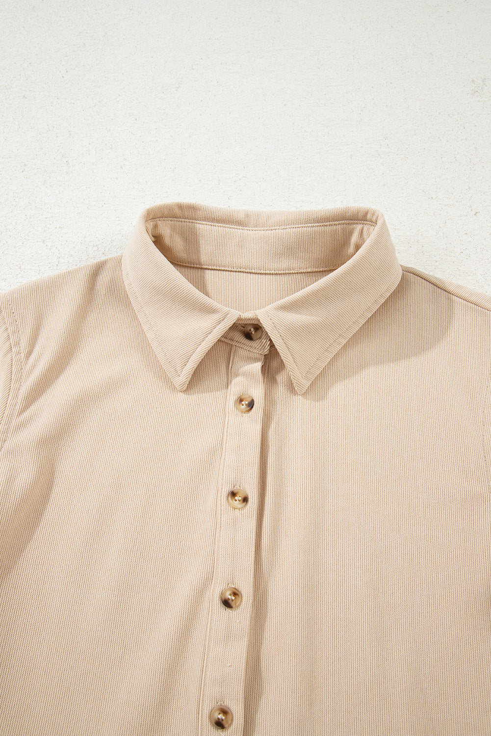Solid Corduroy Half-Button Collared Mini Dress