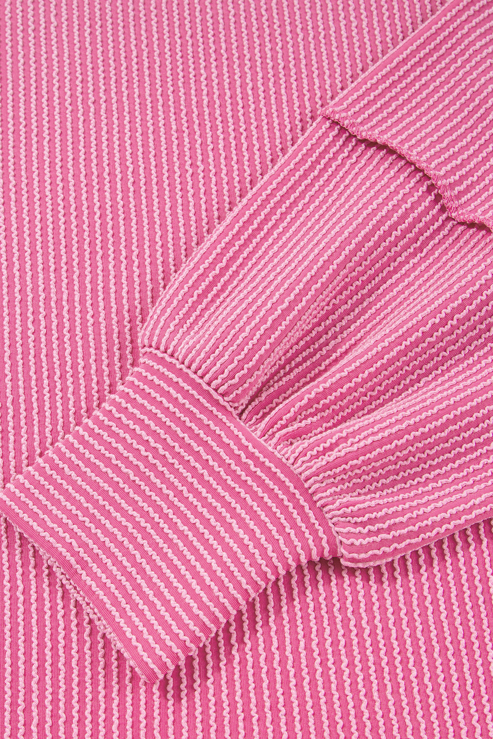 Plus Size Corded Knit Reverse Seam Long Sleeve Top