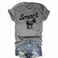 Women's Round Neck Short Sleeve T-Shirt Grey Donkey Graphic Tee - Image 5