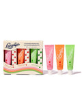 Lanolips 101 Ointment Fruities Trio set featuring three 10g tubes in Strawberry, Peach, and Green Apple scents.