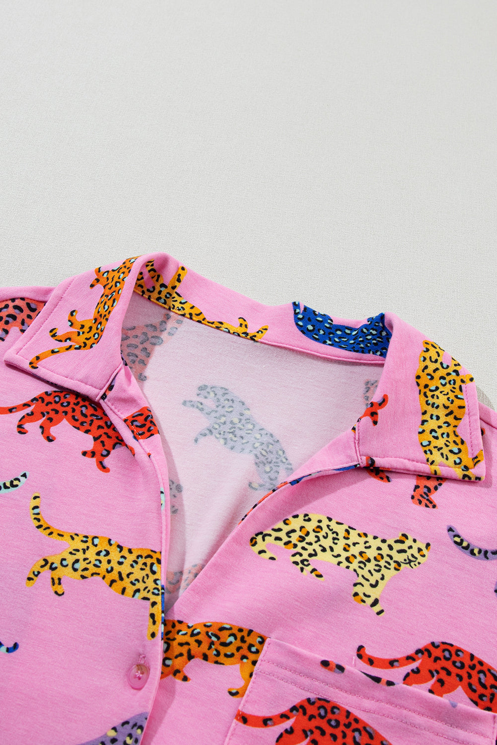Cheetah Long Sleeve Shirt & Pants Pajama Set