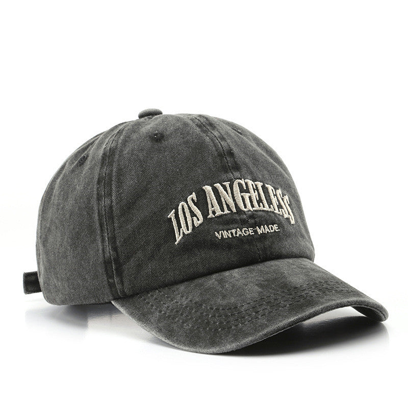 Distressed Satin Letter Embroidery Baseball Cap - Adjustable Unisex
