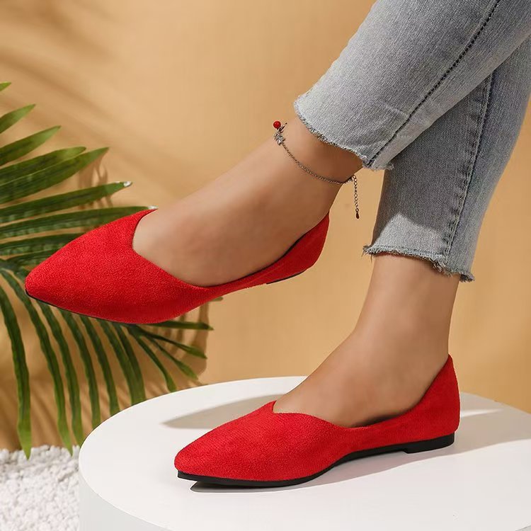 Women's Suede Pointed-Toe Flat Shoes Classic Everyday Footwear