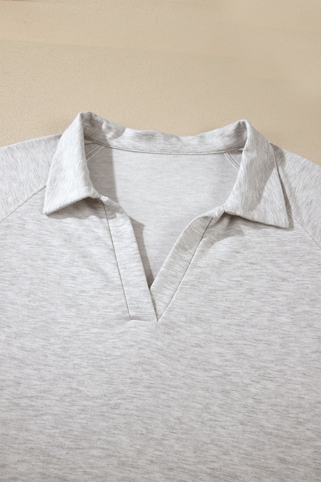 Solid V-Neck Top & Elastic Shorts Loungewear Set in Grey