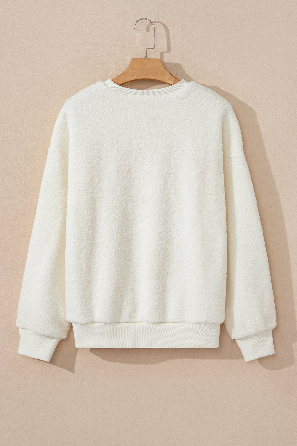 White Sherpa Howdy Patched Crew Neck Pullover Sweatshirt - Image 2