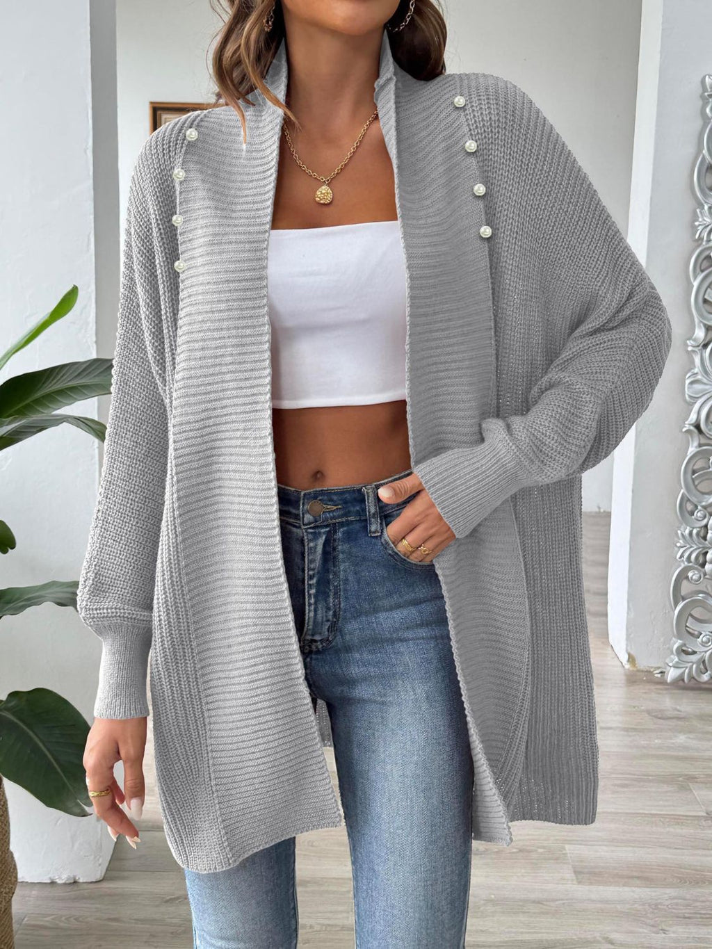 Women's Open Front Long Sleeve Knit Cardigan Lightweight Layer