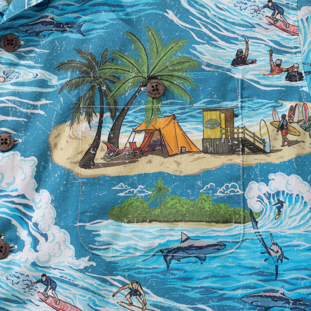 Men's Ocean Thrills 100% Cotton Vintage Camp Hawaiian Shirt