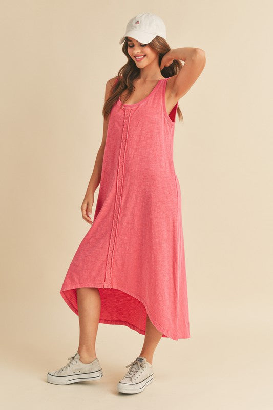 High-Low Hem Scoop Neck Midi Tank Dress for Women