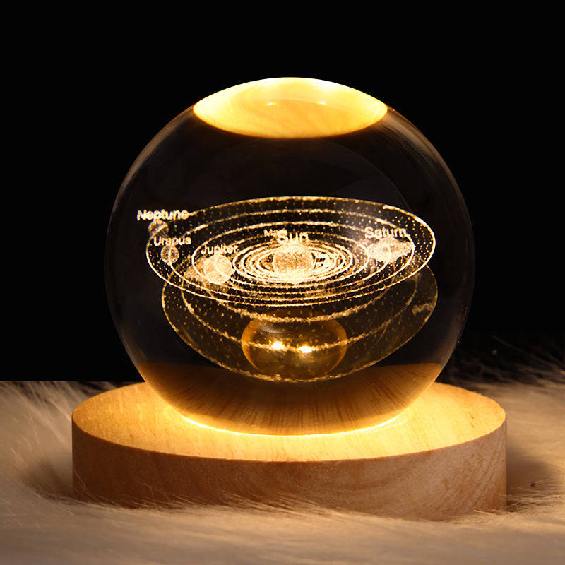 3D Galaxy Crystal Ball LED Night Light Planet Lamp Home Decor