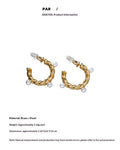Knitted Cable-knit Pearl C-shaped Earrings