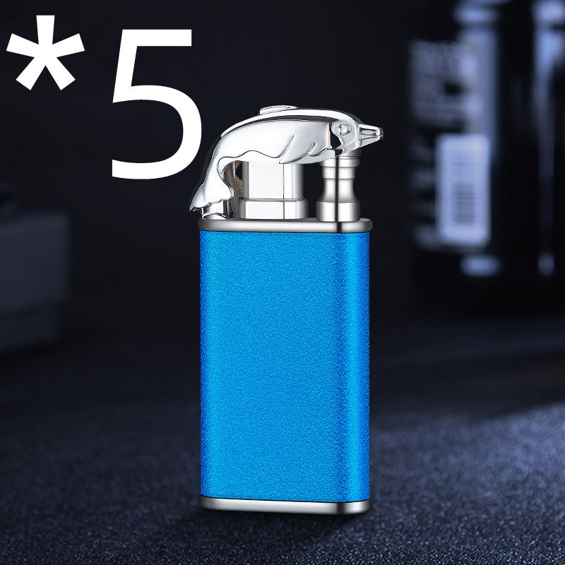Windproof Double Flame Metal Lighter with Blue Jet Torch