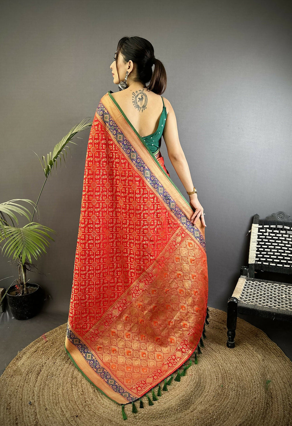 Joban Fashion Red Patola Soft Silk Patola Saree