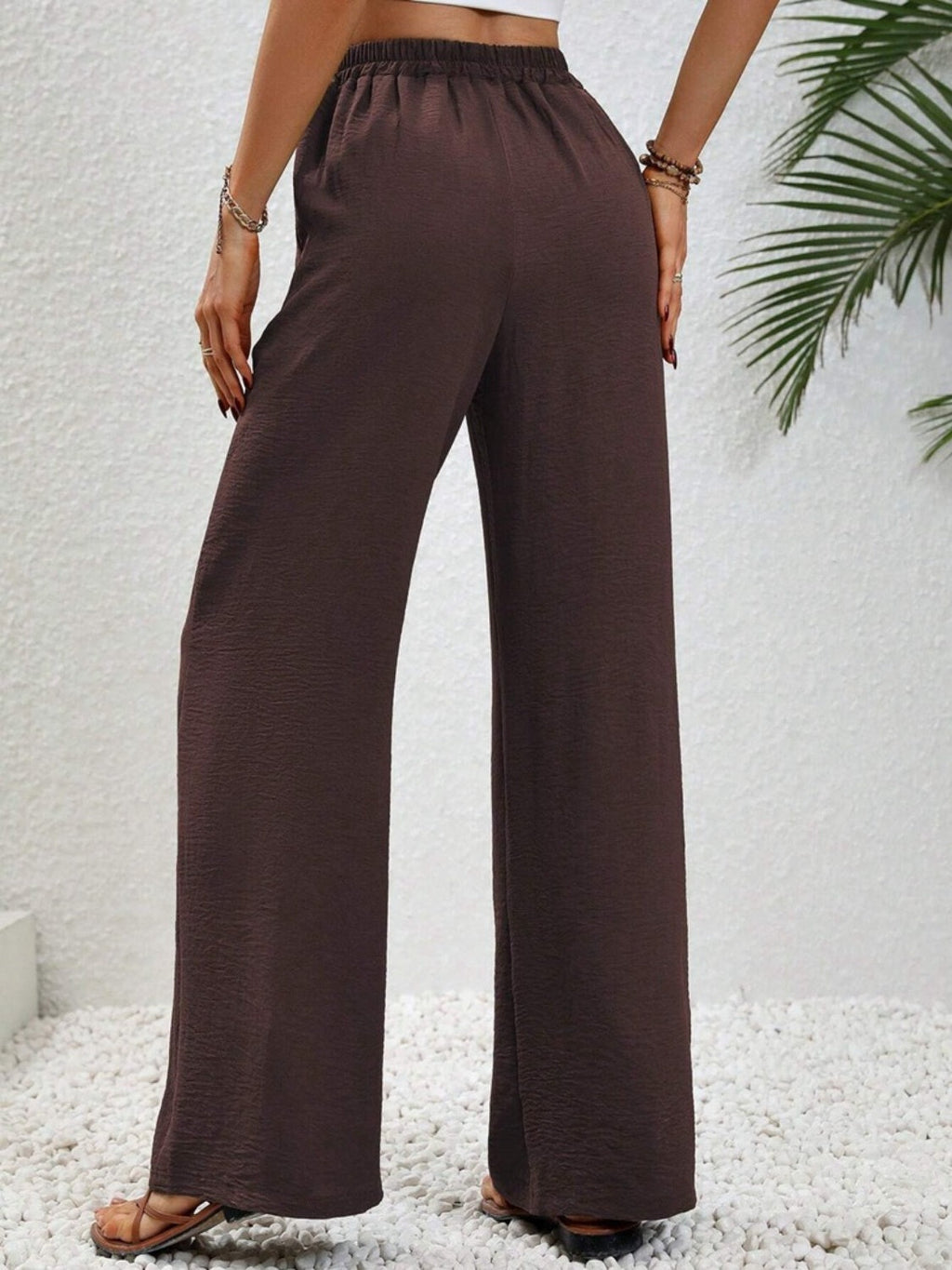 Women Wide Leg Drawstring Pants Lightweight Comfortable Trousers - Image 27