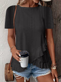 Women’s Casual Short Sleeve Crew Neck Ruffle Hem Top