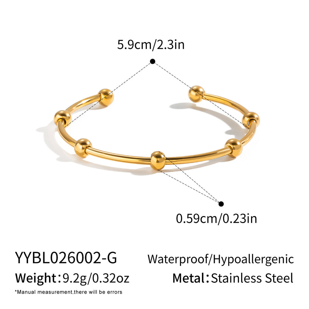 Golden Beaded Open-ended Bracelet