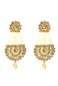 Traditional Johar Kamal earrings featuring Kundan stones and delicate pearl drops.