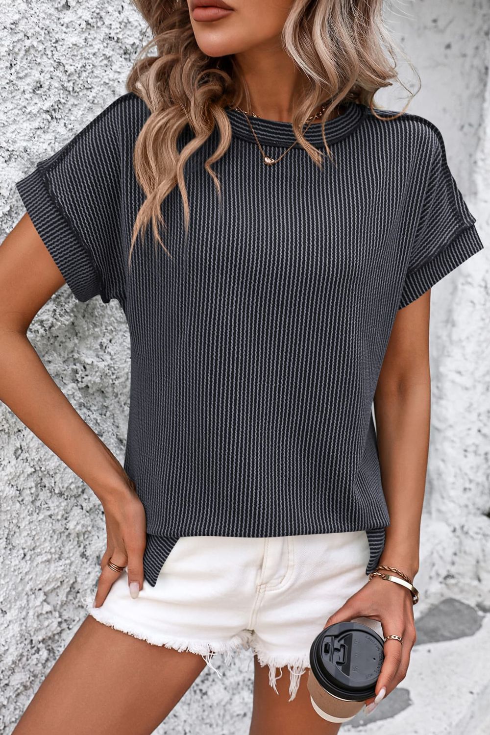 Relaxed Fit Striped Crewneck Tee