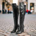 Pointed Toe Chunky-Heel Knee-High Boots – Knee High Leather Boots