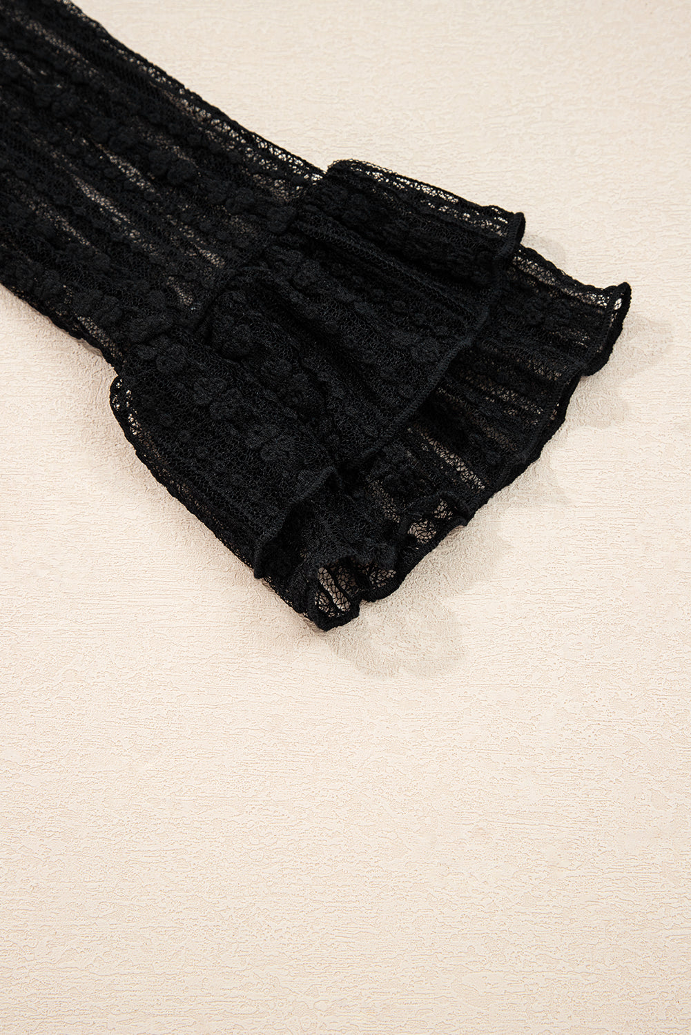 Lace Patchwork Flounce Sleeve Top