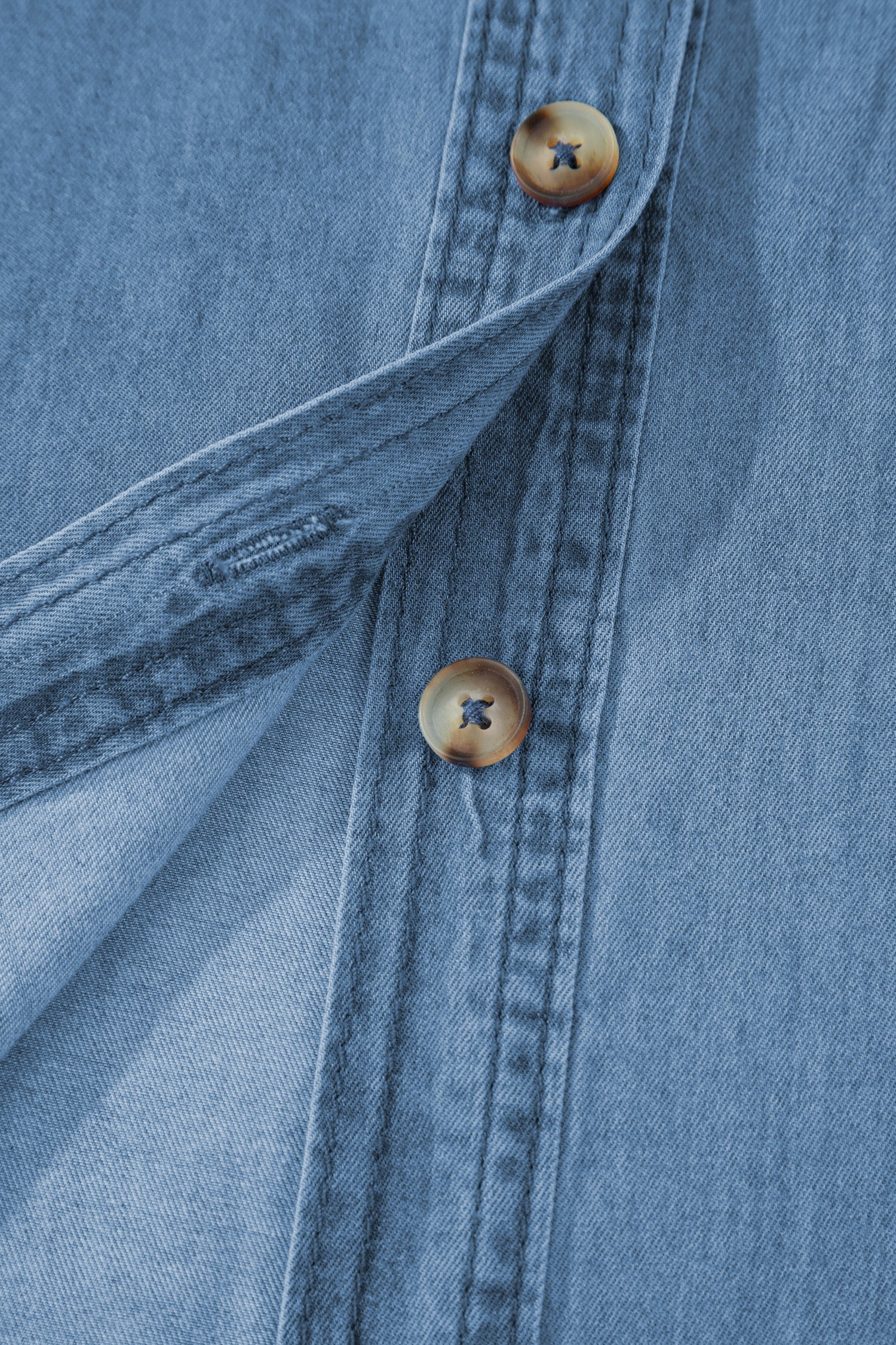 Women's Slim Fit Button Down Denim Shirt in Medium Blue