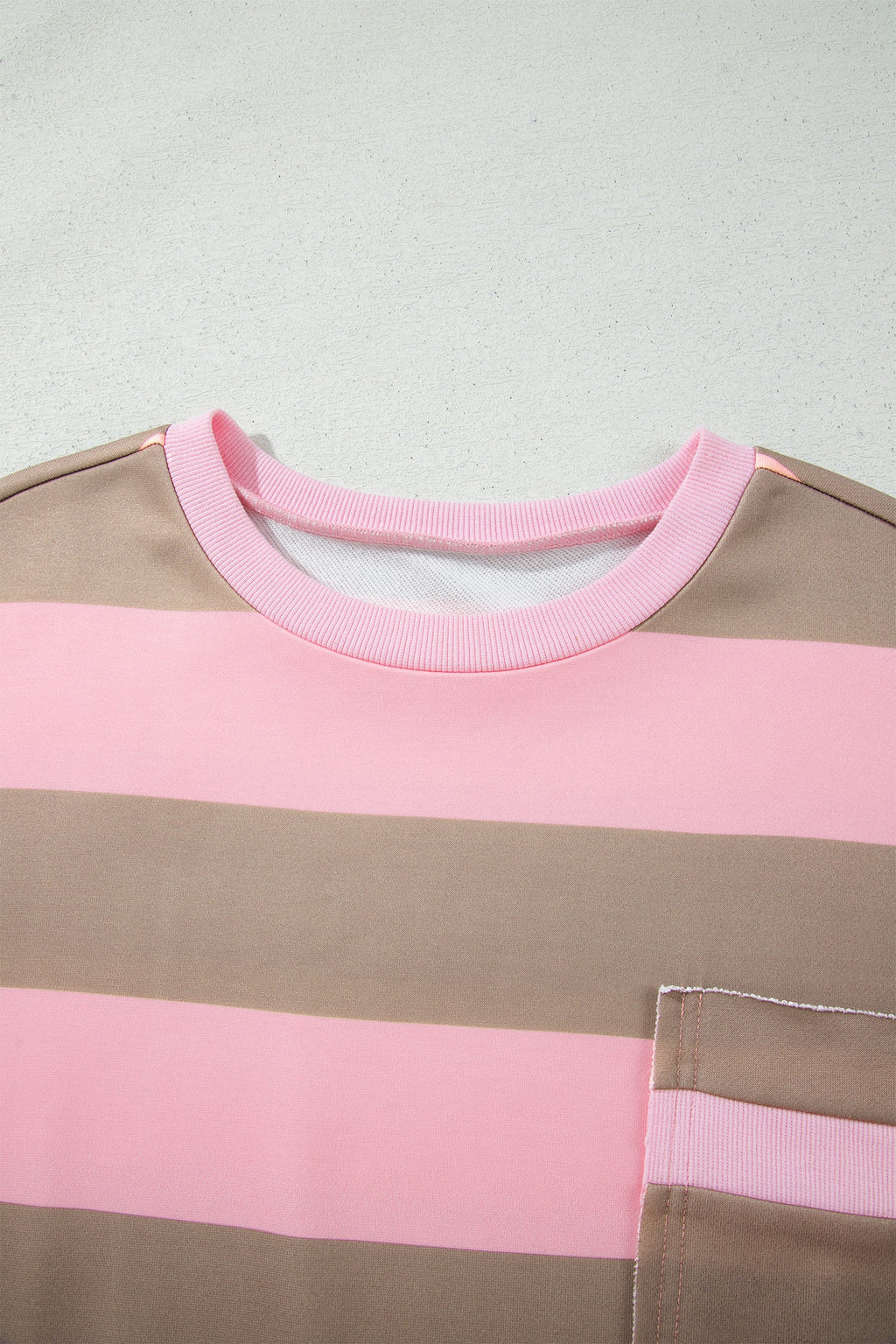 Stripe Colorblock Patch Pocket Long Sleeve Oversized Sweatshirt