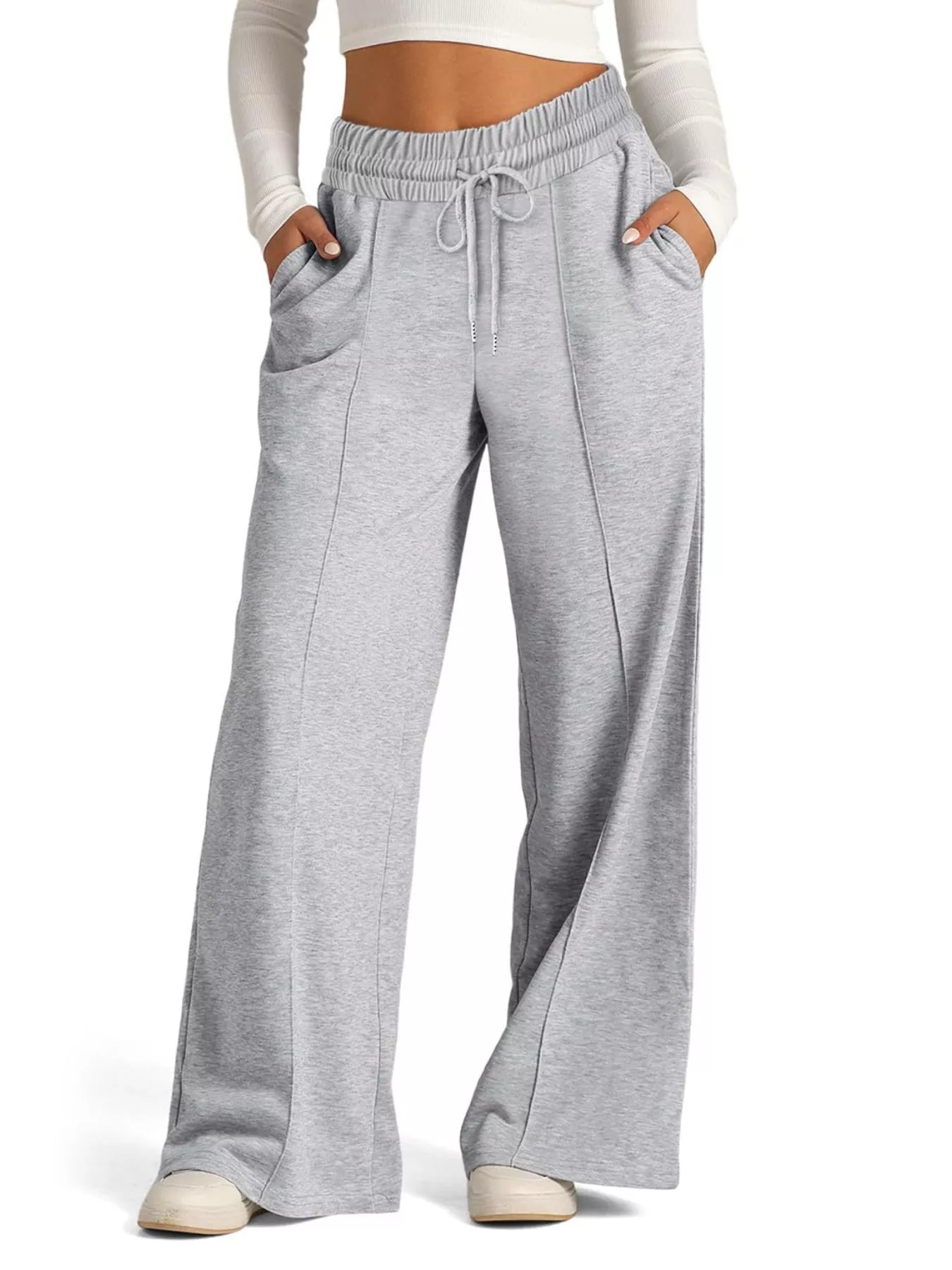 Women's Wide Leg Drawstring Lounge Pants with Pockets