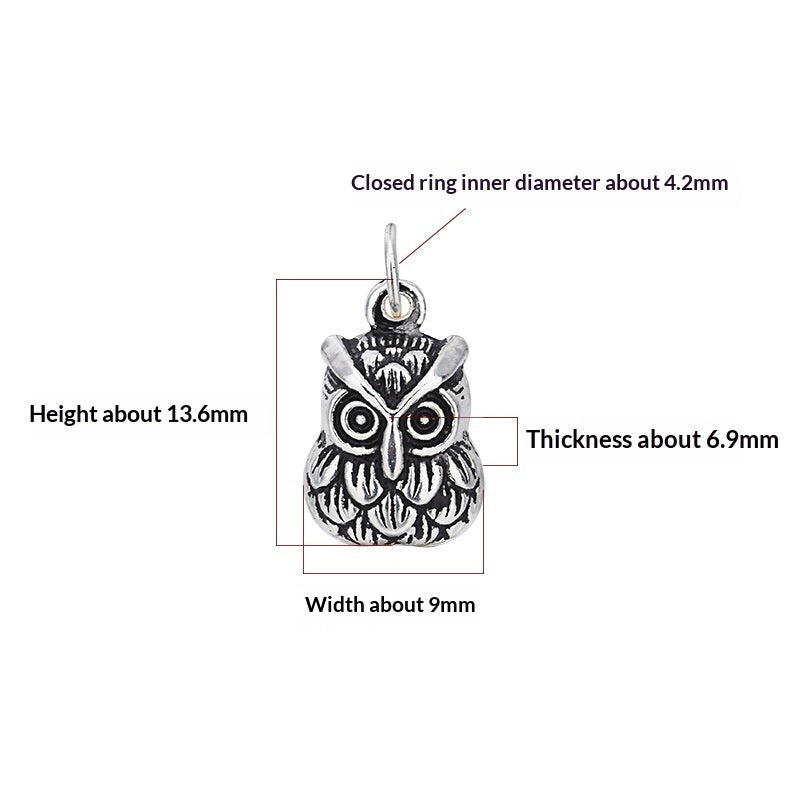 Sterling Silver Owl Pendant Necklace - Hand-Finished 925 Silver