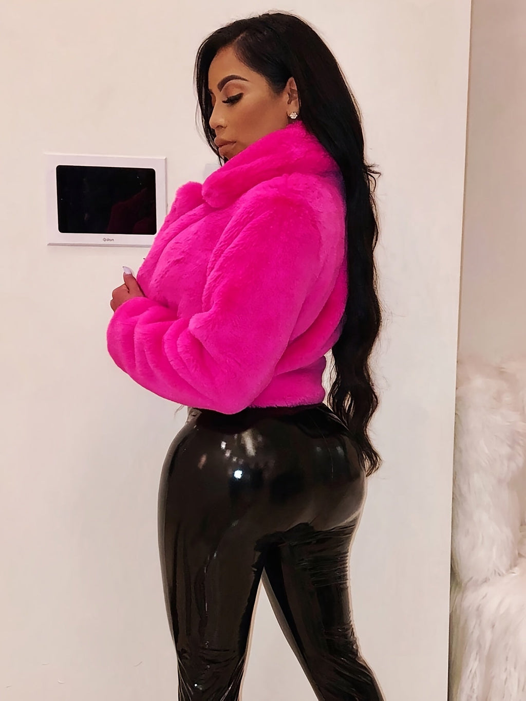 Cozy Chic Faux Fur Collar Cardigan Jacket