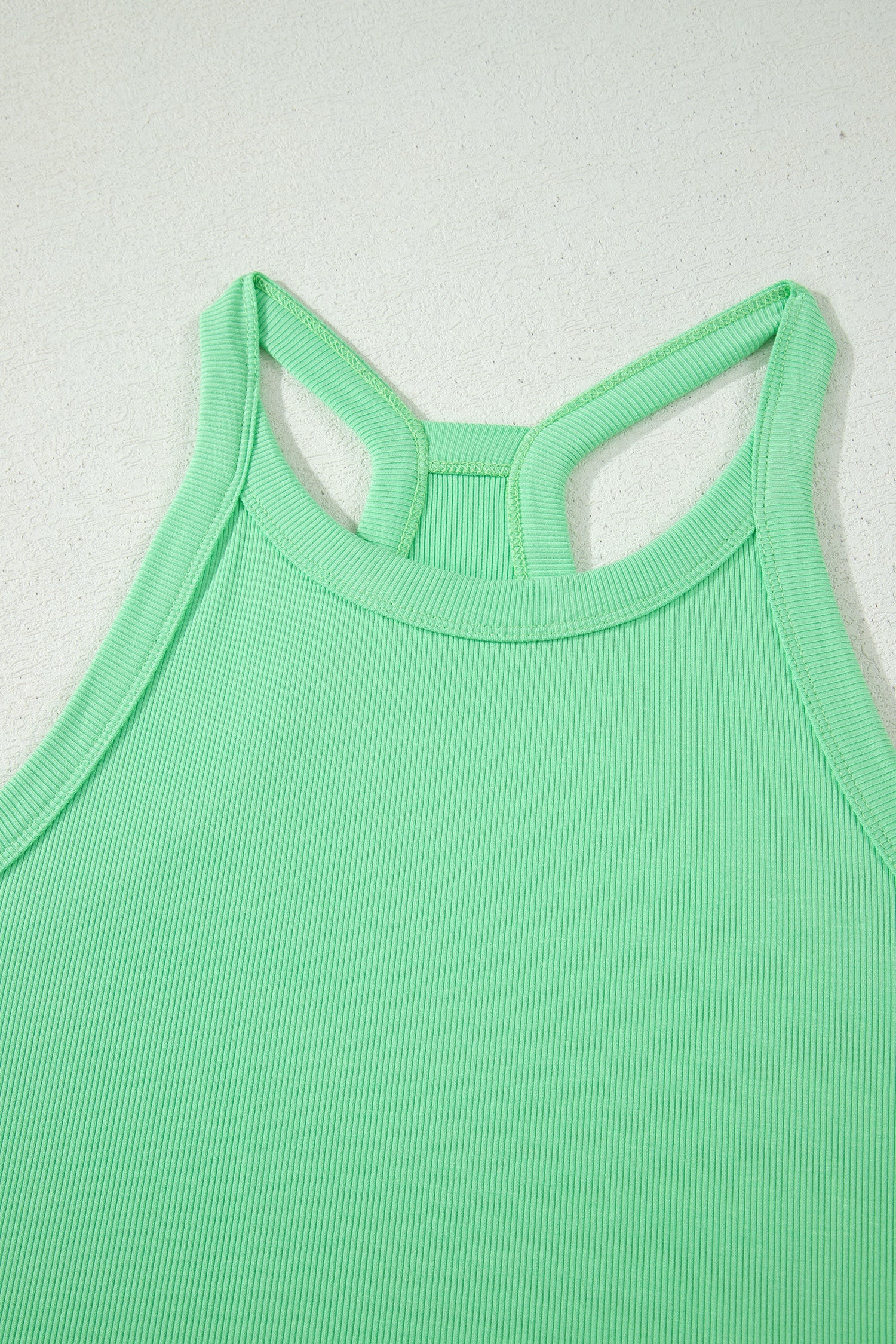 Women's Solid Ribbed Tank Top and High-Waist Shorts Set