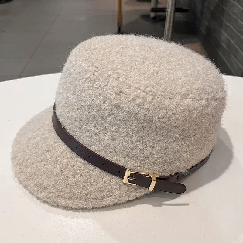 Women's Leopard-Print Cashmere Blend Flat-Top Cap