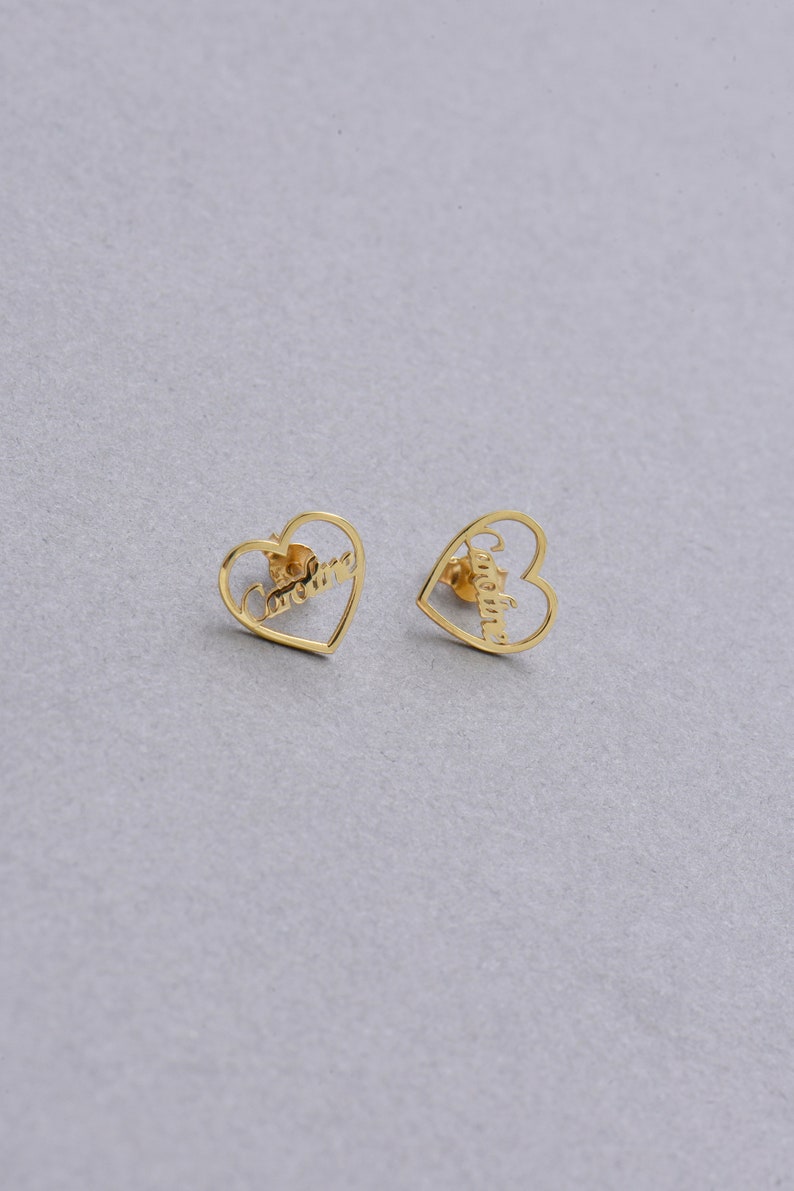 Custom Engraved Script Name Stud Earrings Gold-Tone Jewelry