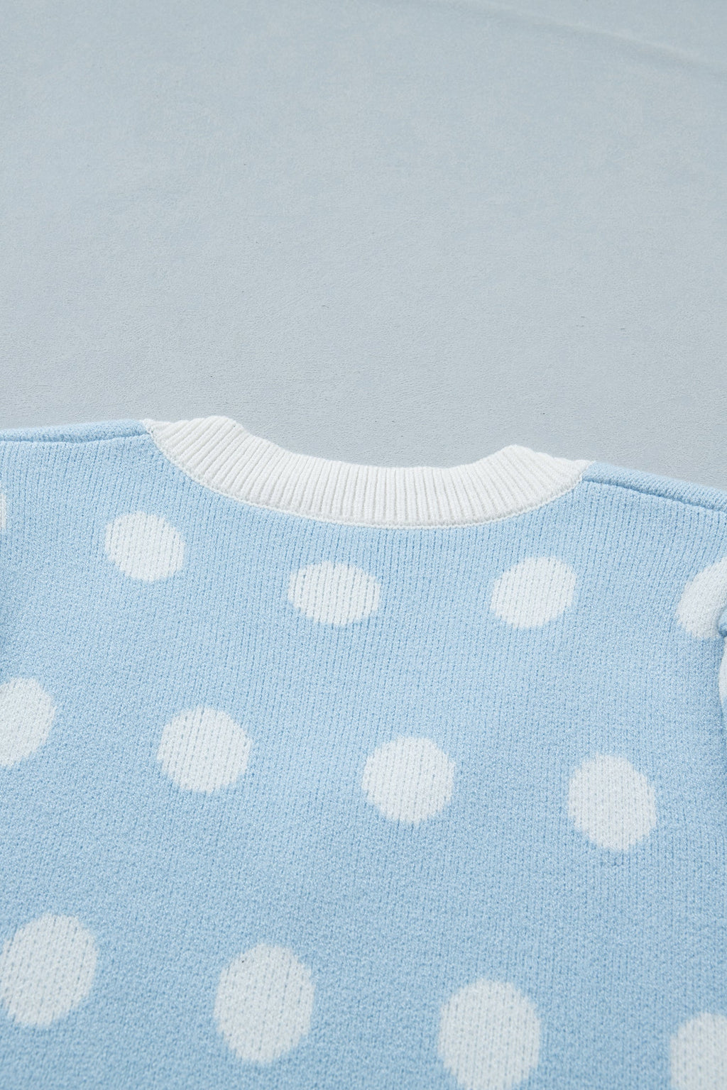 Rivka Puff Short Sleeve Sweater – Polka Dot V-Neck Knit Top