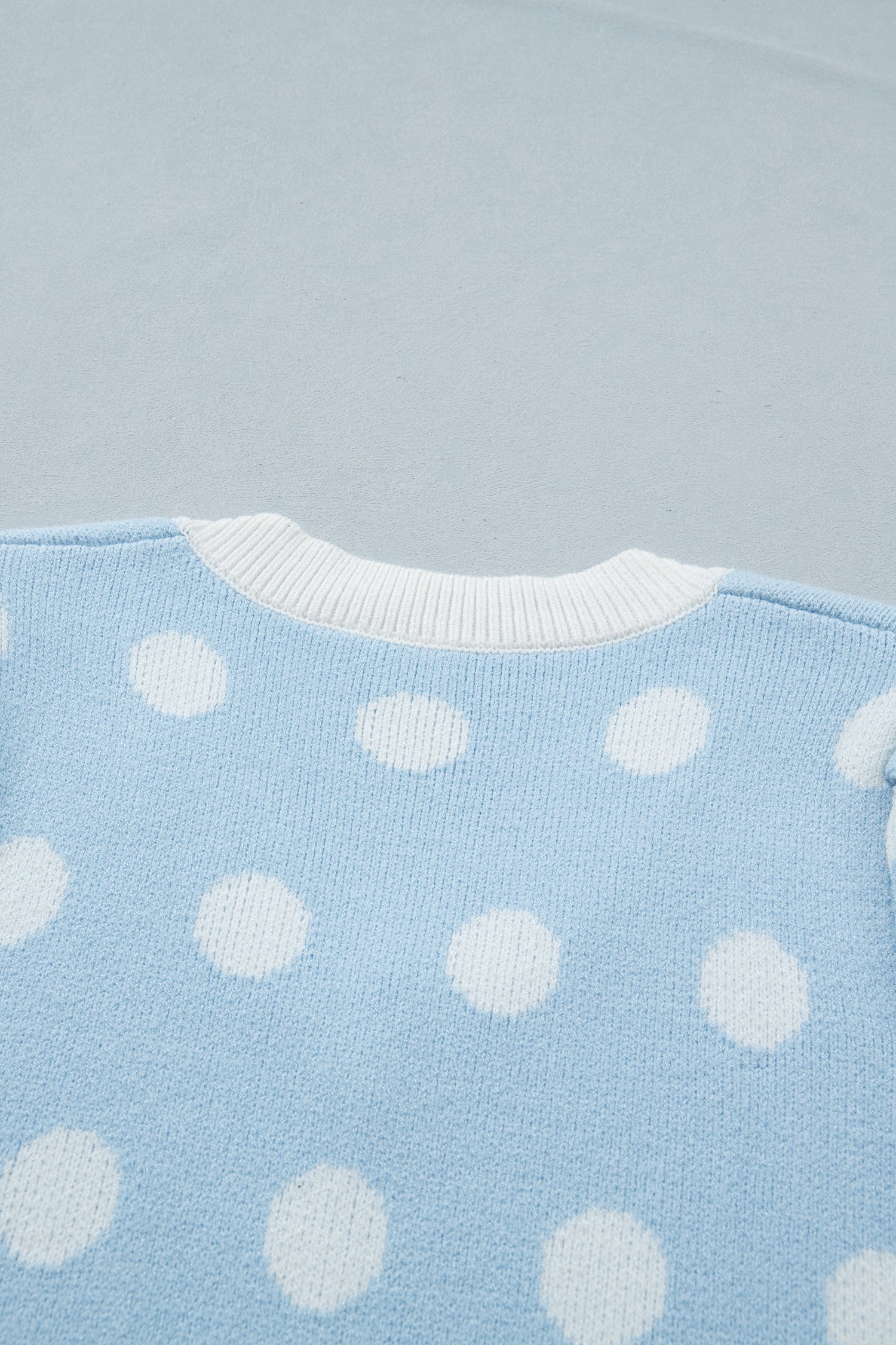 Rivka Puff Short Sleeve Sweater – Polka Dot V-Neck Knit Top
