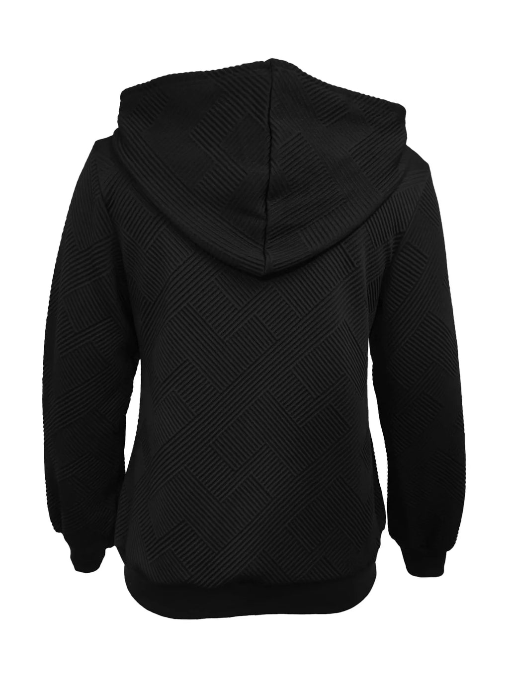 Women's Texture Zip-Up Hoodie with Adjustable Drawstring Closure - Image 11