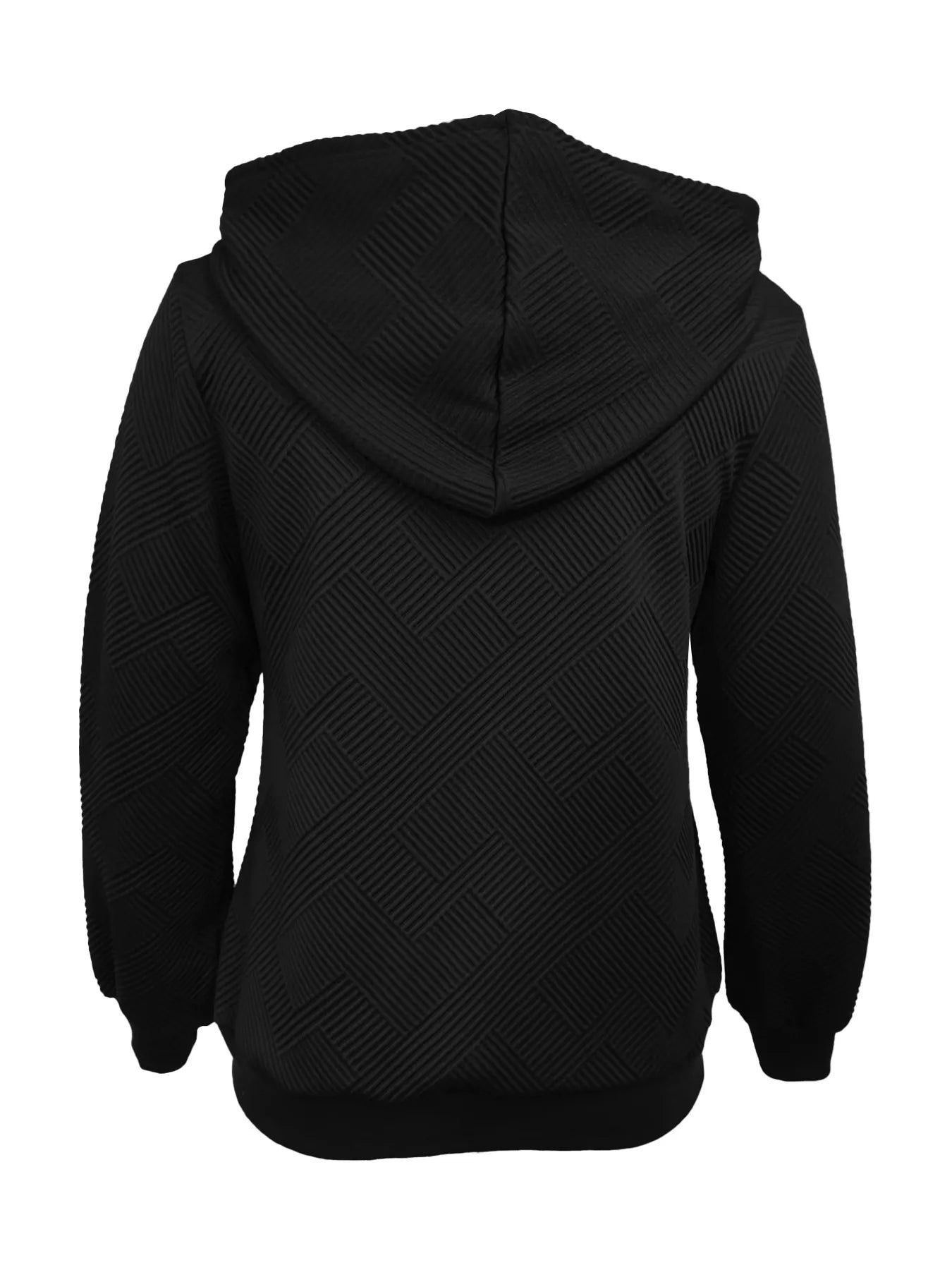 Women's Texture Zip-Up Hoodie with Adjustable Drawstring Closure - Image 11