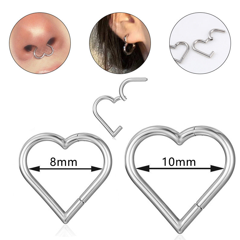 316L Stainless Steel Heart-shaped Closed Nose Ring Earring