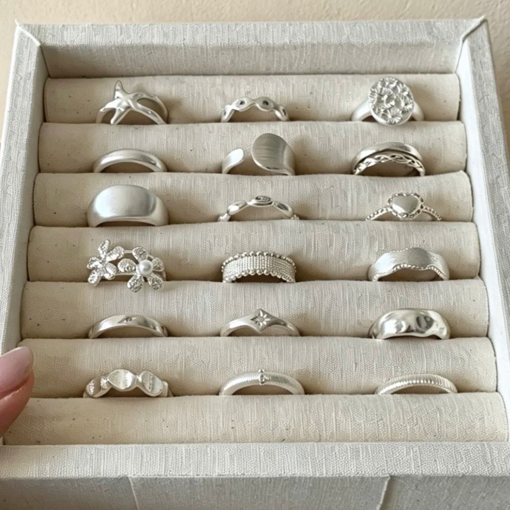 High Sense Star Open Ring For Women, INS Niche Brushed Texture Luxury Adjustable Index Finger Statement Ring