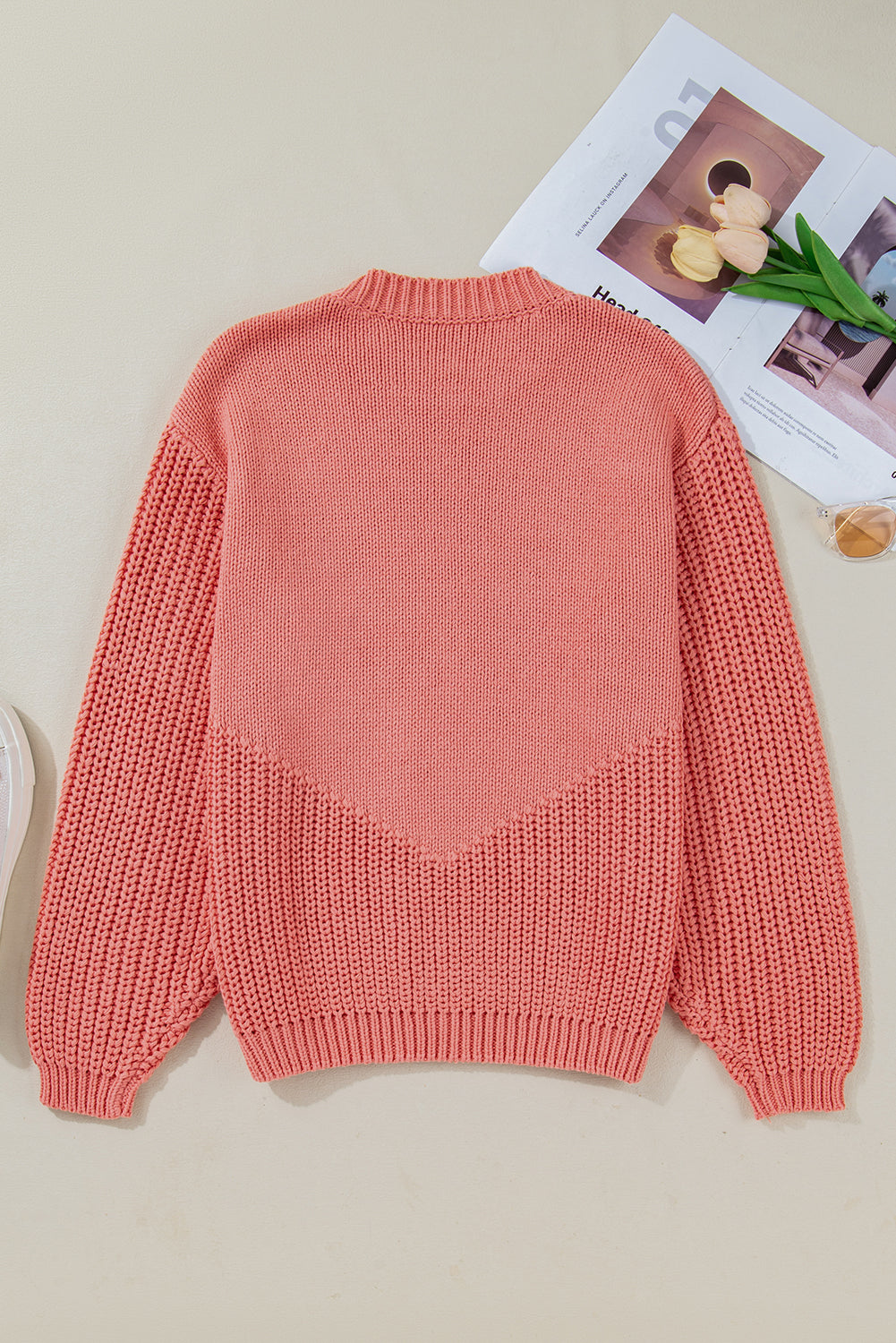 Women's Pumpkin Embroidered Thanksgiving Crew Neck Knit Sweater