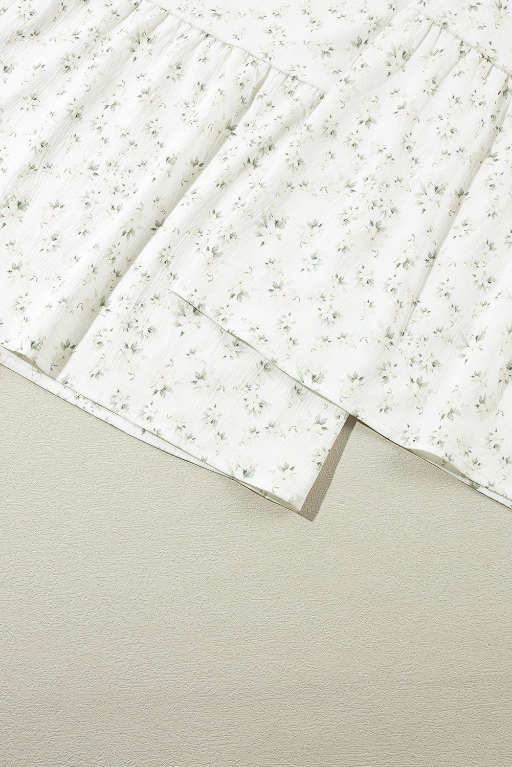 White Boho Floral Smocked Wide Leg Jumpsuit Puff Sleeve