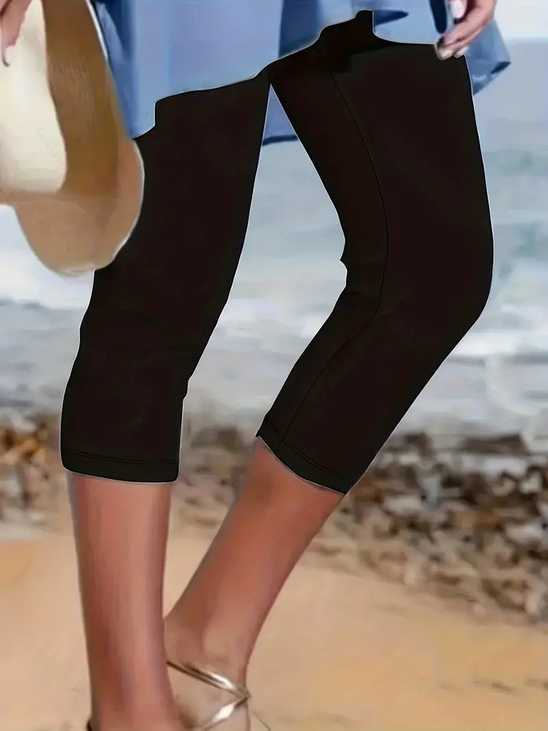 Women’s High-Rise Slim Fit Cropped Leggings in Black