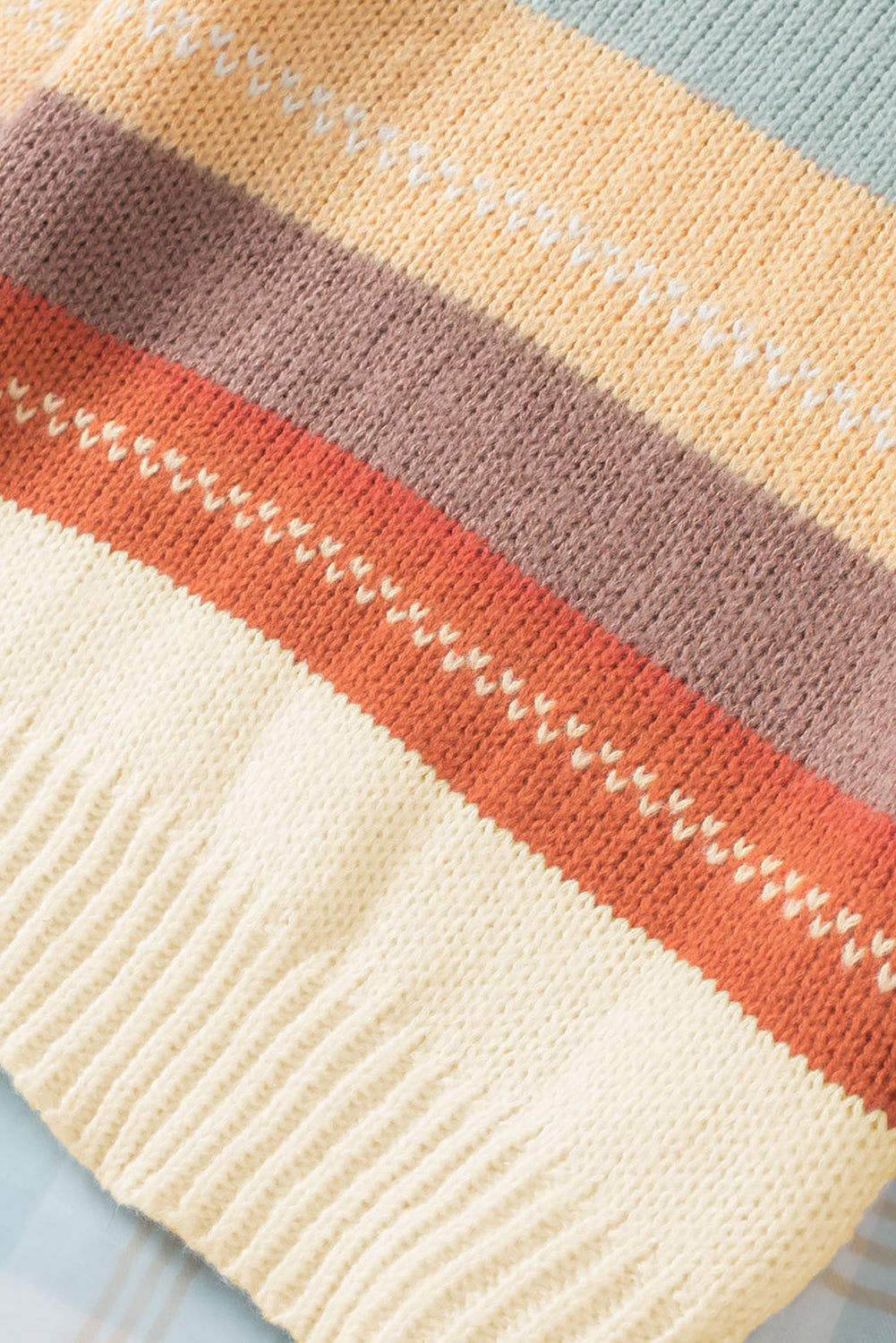 Stripe Colorblock Crewneck Drop Shoulder Sweater