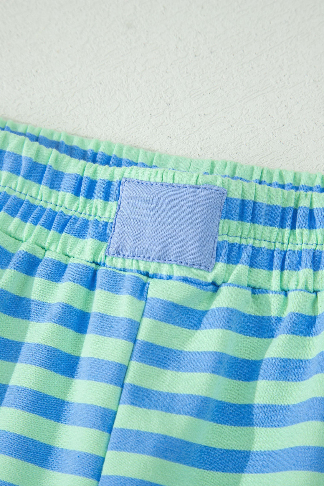 Women's Striped Cotton Short Sleeve Top & Elastic Waist Shorts Set