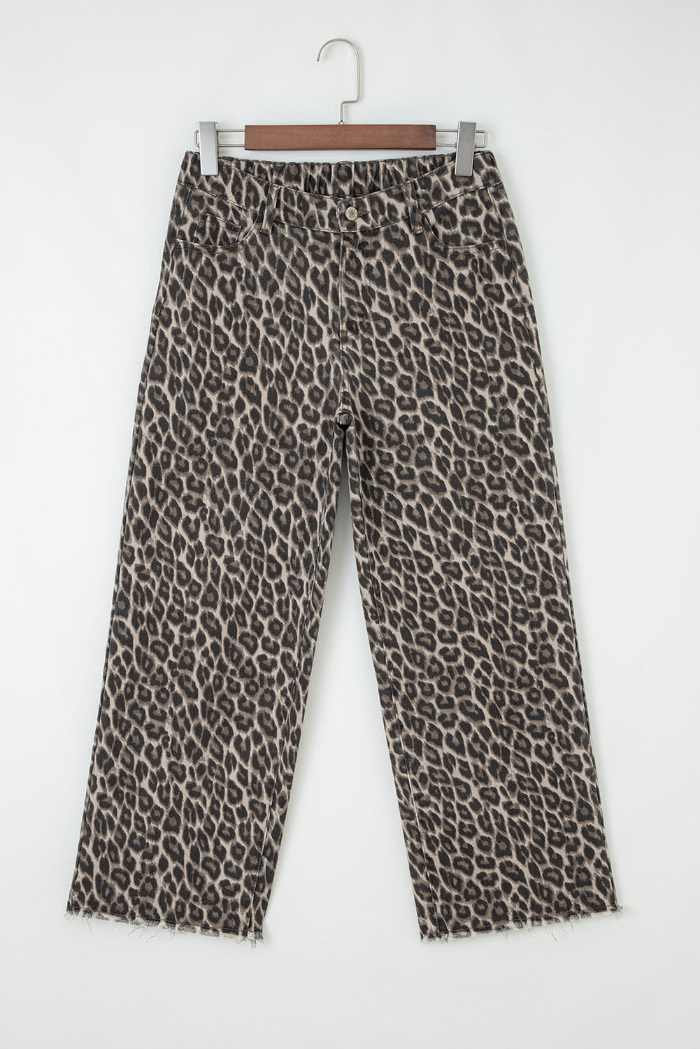 Leopard Denim Straight Leg Jeans