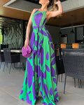 Green Printed Casual Lace-Up Jumpsuit - Comfortable One-Piece