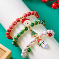 Europe And The United States Cross-border New Bracelet Three Christmas Christmas Tree Old Snowman Beaded Combination Bracelet Women Wholesale