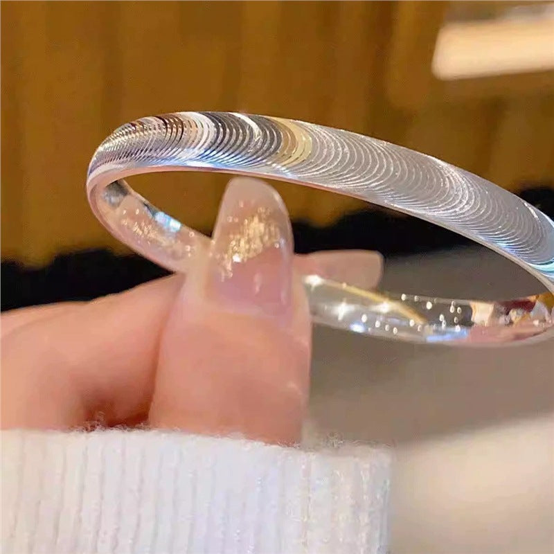 9999 Solid Silver Closed Bangle Bracelet - Brushed Finish Minimalist Smooth Band for Women